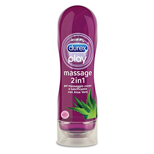 Durex Massage 2 In 1 Lubrificante Intimo Gel Con Aloe Vera A Base Acqua, 200 Ml