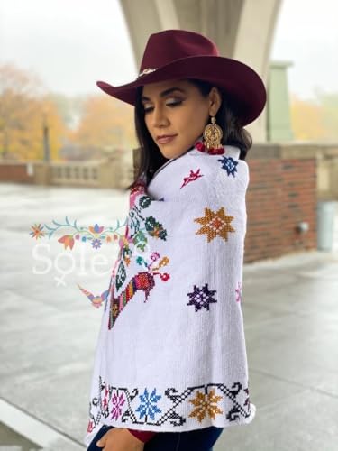 Traditional Mexican Hand Embroidered Shawl. Rebozo Pavo Sencillo4