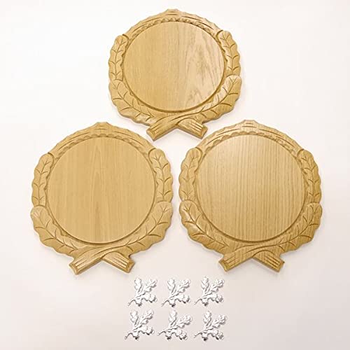 GTK 3 placas de cuña talladas de roble claro AF 19 cm con 6 hojas de roble portada de aluminio para cuñas, tabla de especias, cartel para trofeos