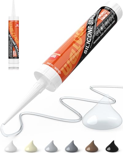 WELLUCK Clear Silicone Caulk, 10.2 fl oz