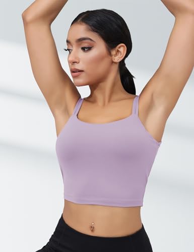 Image of LUYAA Womens Workout Sports Bras Backless Padded Yoga Tank Tops Crop Twist Low Back Cami Bra for Gym