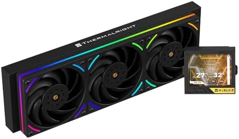 Thermalright Mjolnir Vision 360 UB PRO ARGB Black CPU Aio Cooler,PC 360 Specification Water Cooler System with Inline Fan,3.5’’ LCD Screen with 640x480 Resolution,for AM4/AM5;Intel 1700/1851/115X/2011