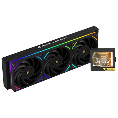 Thermalright Mjolnir Vision 360 UB ARGB Black CPU Water Cooler,3 PWM Fans Water Cooling System with 2150PRM,for AM4/AM5&Intel LGA1851/1700, Magnetic Detachable LCD Screen with 640 * 480 Resolution
