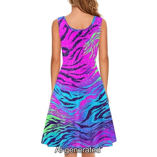 Image of Dreaweet Casual Sleeveless Dresses for Women Girls, Round Neck Tank Dresses with Pockets Summer Sundress Size XS-4XL