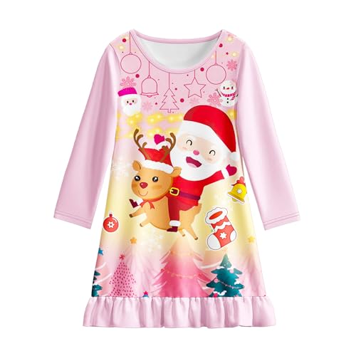 Reindeer Deer Christmas Dress Cosutme for Toddler Girls Princess Casual Dress Long Sleeve Dress Clothes Christmas Elements