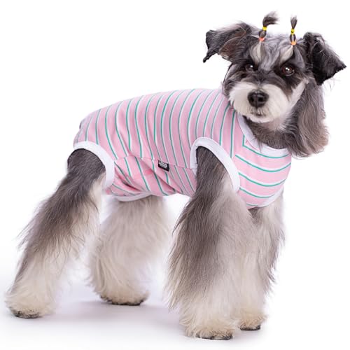 Image of Dog Surgical Recovery Suit, Spay Recovery Suit for Dogs Cats, Post Surgery Dog Onesie for Male Female, Soft Comfortable & Breathable (Pink Stripe-XL)