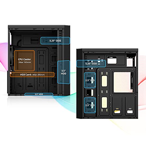 Image of Zalman T6 ATX Mid Tower Computer PC Case, Pre-Installed 120mm Fan, 5.25 ODD, USB 3.0, Patterned Mesh Design, mATX ITX for Gaming Workstation, Black