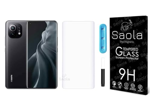 Image of Saola Curved UV Tempered Glass For Xiaomi 11. Comes With UV Light & Glue For Finest Pasting. Edge To Edge Protection With Case Friendly Fit. (Pack Of 1)