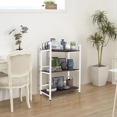 Image of wow craft 3-Layer Multipurpose Microwave Oven & OTG Stand | Floor-Mount Kitchen Storage Shelf with Sturdy Black Metal Frame | Engineered Wood | White Finish | Spacious & Durable (90x60x40 cm)