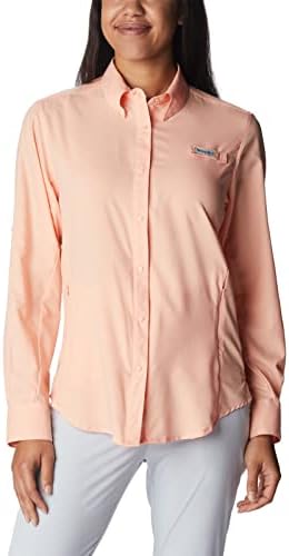 Columbia Women's Tamiami II Long Sleeve Shirt, Light Coral, 1X Plus