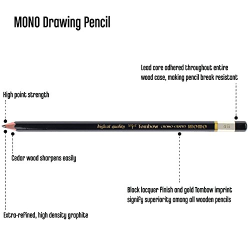 Tombow 51505 MONO Drawing Pencil, 4B, Graphite 12-Pack