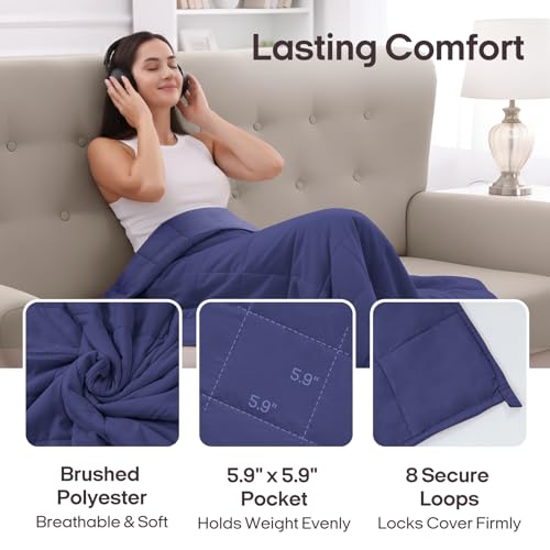 Image of ZonLi Weighted Blanket for Adults(80 inchx87 inch, 25lbs,Dusk Blue) King Size High Breathability Cooling Heavy Blanket, Soft Material with Premium Glass Beads,All-Season.