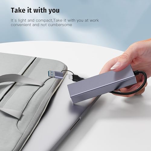 Image of Techie USB /Type-C to RJ45 Gigabit LAN & 3-Port USB 3.0 Hub - Dual Plug (USB-A + USB-C) Adapter for Laptop, MacBook, iPad Pro, Tablets & Desktop PCs - Space Grey