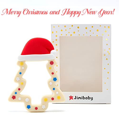 Image of Jimibaby Christmas Teether - Teething Toy for Baby Boys & Girls, Ideal Stocking Stuffer, Comes with Gift Package (Christmas Hat)