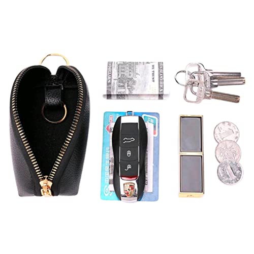 Key Case Holder, Keychain Mini Pouch Coin Purse, Pu, Keyring, Coin Organizer, Change Wallet For Men Women, Key Fob Protector (Black) #TOP1