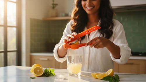 Image of Heavy Duty Manual Lemon Squeezer | Hand Press Citrus Juicer with Deep Bowl Design | Non-Slip Grip | Seed-Free Juice Extractor for Lemon, Lime & Orange | Kitchen Tool