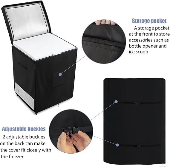 Waterproof Chest Freezer Cover for 7.0 Cubic Feet Outdoor Appliances with Air Vents Black(Black 71*58*86) - Image 4
