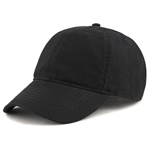 The Hat Depot 100% Cotton Canvas 6-Panel Low-Profile Adjustable Dad Baseball Cap (Black)