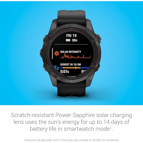 Garmin Fenix 7S Pro Solar, Sapphire, Carbon Gray DLC Titanium, Black Bundle with 2 Year Enhanced Protection Pack - Image 6