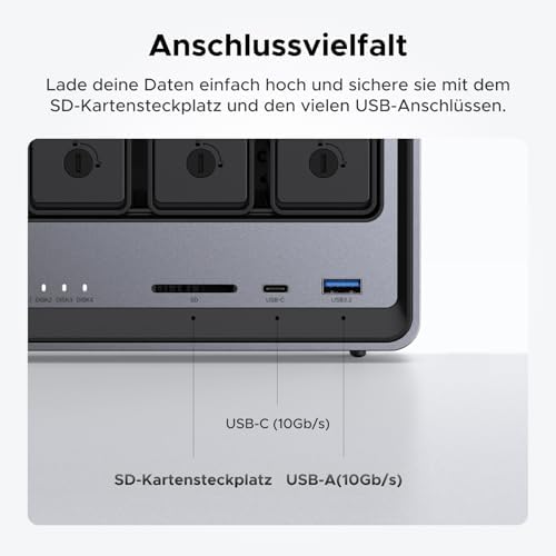 Bild 5 - UGREEN NASync DXP4800 4-Bay NAS Server, Intel N100 Quad-Core, 8GB DDR5, 2×2,5GbE LAN, 2×M.2 NVMe-Steckplätze, 4K HDMI, Kompatibel mit Drittanbieter NAS Festplatten/HDD für Heim & Büro (Diskless)