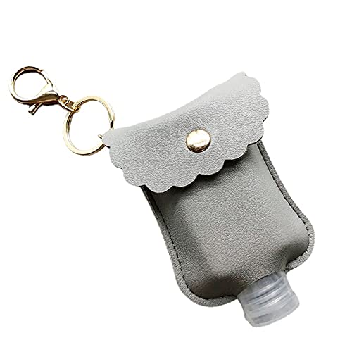 Yban Étui à Bouteilles de Voyage Mini Sac de Portable pour Stockage de Liquides Contenants Rechargeables 60ML Bouteilles à Clip sur Boucle de Ceinture Étui en Cuir Bouteilles de Voyage Vides (GY) Cover