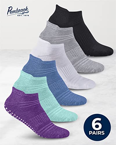 Pembrook Grip Socks For Women And Men - 6 Pairs Barre Socks With Grips For Women | Gripper Socks For Women | Yoga Socks For Men | Pure Barre Socks | Non Slip Socks Mens #TOP1