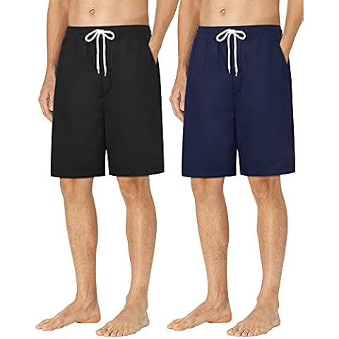 siliteelon Mens Flannel Pyjamas Shorts Bottoms Nightwear Lounge Shorts Pack of 2 Cover
