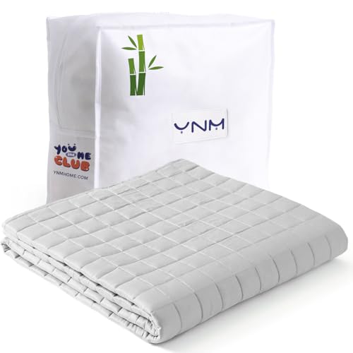 Image of YnM Cooling Weighted Blanket for Adults, 20lbs Heavy Bed Throw for One Person of 190lbs, Perfect for Hot Sleepers with Cooling Rayon /Glass Beads(48x72 Inches,Twin /Full Bed, Light Grey)