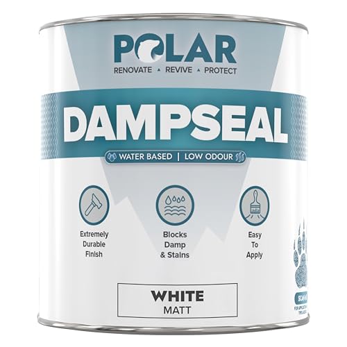 Polar Water Based Damp Seal - 1 Litre, White - Low Odour, Solvent Free, Damp Proofing Paint, Stain Blocker - Interior Walls & Ceilings - Smooth Matt Multi-Surface Finish
