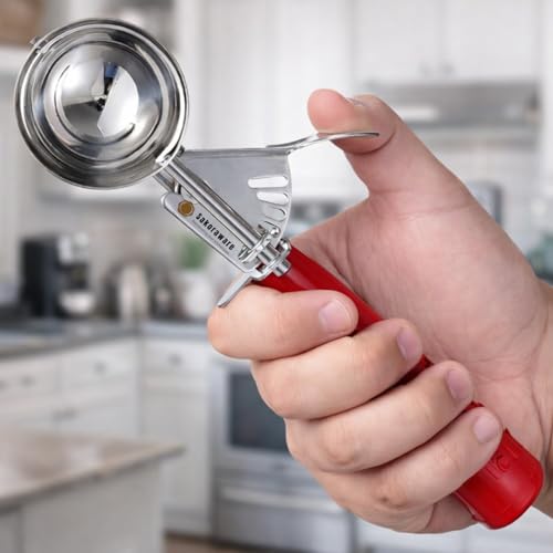 Image of Sakoraware Stainless Steel Easy Trigger Icecream Scoop ice Cream Spoon Large Size Multifunctional Durable Smooth Trigger for Effortless Scooping of Ice Cream Sorbet Perfect Portion Size 1 Piece