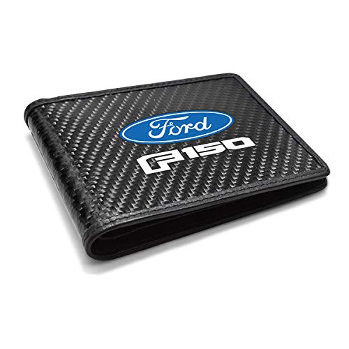 for - Ford F-150 2015 to 2020 Black Real Carbon Fiber Leather RFID Blocking Bi-fold Wallet2