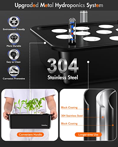 Hydroponics Growing System 12 Pods, 304 Stainless Steel Indoor Garden Kit for Herbs & Vegetables, 6L Large Tank, LED Grow Light, Auto Timer, Ideal for Family Gardening - Image 3