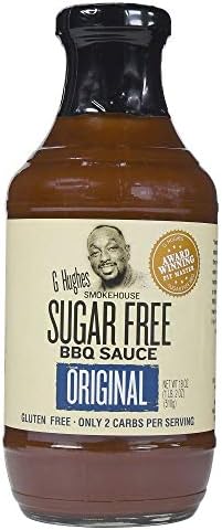 G Hughes Original Sugar Free BBQ Sauce - Sugar Free Barbecue Sauce, Keto BBQ Sauce, No Sugar BBQ Sauces, Gluten Free Barbecue Sauces, Sugar Free BBQ Sauce, Low Carb BBQ Sauce - 18 oz (1-Pack)
