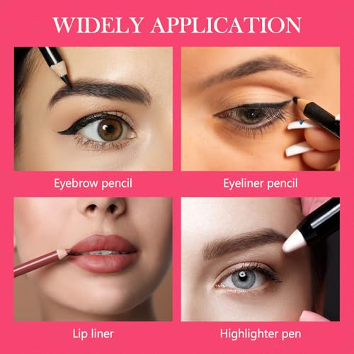 Image of Honoson 2 Pcs 5 Hole Cosmetic Long Point Manual Pencil Sharpener with Plastic Lid Makeup Eyeliner Pencil Sharpener(Pink Black)
