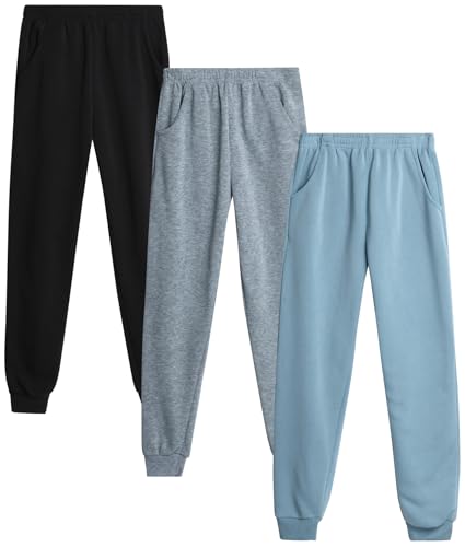 Image of Coney Island Girls' Active Sweatpants - 3 Pack Soft Fleece Athletic Performance Joggers for Girls with Pockets (Sizes: 5-16)