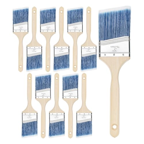 Jrifedptry Pinceles de pintura, 3 pulgadas, paquete de 12, pinceles angulares, mango de madera tratada, pinceles de pintura para paredes, pinceles de pintura de pared