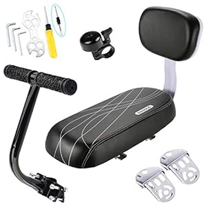 CenterZ Bike Rear Seat Cushion with Safety Backrest + Backseat Armrest Handrail + Foldable Hidden Bicycle Footrests…