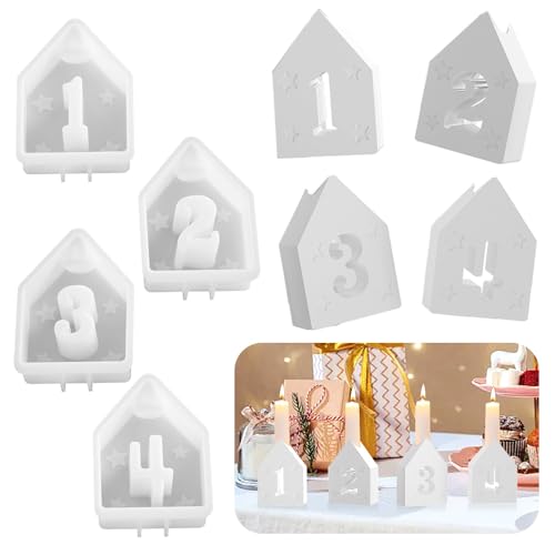 Silikonform Zahlen Advent 3D - Adventszahlen Gießform 1-4, Kerzenständer Form, Dekoration Esstisch Mittelstück