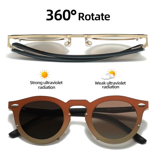 Adjustable Tint Sunglasses Polarized Glasses Retro Circle Stepless Dimming Metal Shades for Men Women2