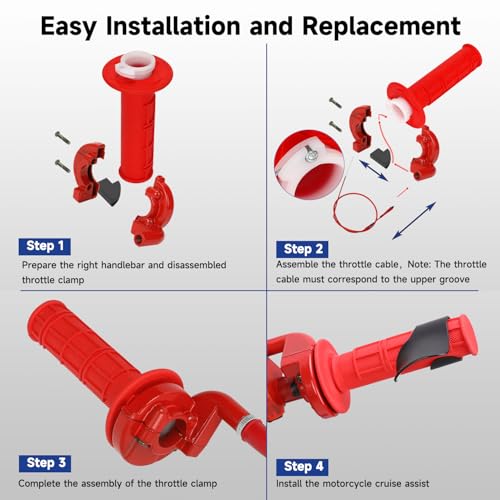 Image of Mini Bike Throttle Assembly for Coleman CT200U BT200X CT200U-EX | Throttle Cable Kit Compatible with Predator 212 196cc 79cc 97cc 99cc Mini Bike 4 Stroke Dirt Bike, 50'' Adjustable Cable, Red