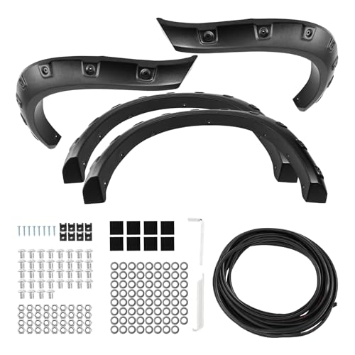 Zoncar 4Pcs Fender Flares Kit Compatible for 2009-2018 Dodge Ram 1500; 2019-2020 1500 Classic,Pocket-Riveted Style Paintable Wheel Fender Flares Cover Kit, Front and Rear, Matte Black by ZonCar - Image 9