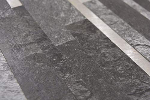 MOS200-32BS_f - Piastrelle a mosaico in vinile, effetto pietra, colore nero