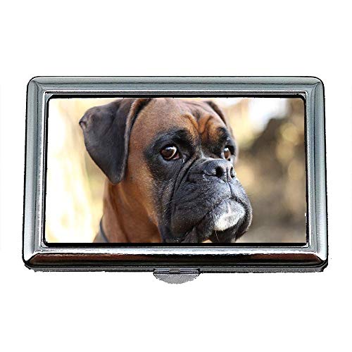 Preisvergleich Produktbild Zigaretten-Aufbewahrungsbehälter / Box, Boxer Boxer Hund Hund Bokeh Haustiere Tiere, Visitenkartenetui Visitenkartenetui Edelstahl