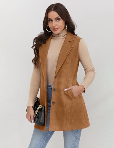 Image of IDEALSANXUN Plaid Vest for Women Fall Winter Sleeveless Blazer Jackets