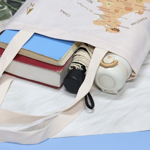 VAMSII India Souvenir Gift India Travel Map Tote Bag India Lover Gift East Of India Landmarks Themed Travel Bag3