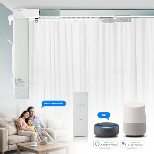 Image of Kerr Plastic Smart Motorised Curtain Motor, Tuya Zigbee, Supports One Touch, Remote, APP & Voice Control, Compatible with Alexa and Google Home, White