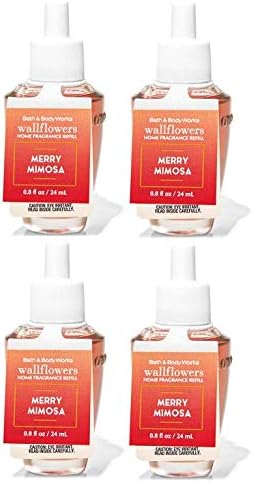 Bath and Body Works 4 Pack Merry Mimosa Wallflowers Fragrance Refill 0.8 Oz.