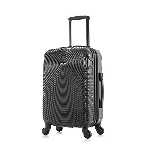 DUKAP INCEPTION Luggage with Spinner Wheels | Durable Lightweight Hardshell Suitcase, Travel Bag with Handle and Trolley, 20-Inch Carry On Small Luggage | Black