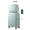 LUGGEX Carry on Luggage, Lightweight Suitcase 2 Piece with Spinner Wheels (Green, 14/20)