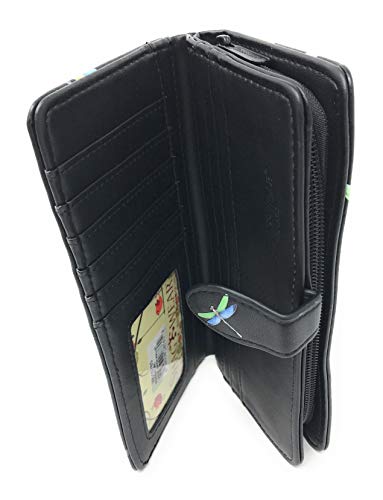Shag Wear Dragonflies Large Insect Wallet for Women and Teen Girls Vegan Faux Leather 7" Black4
